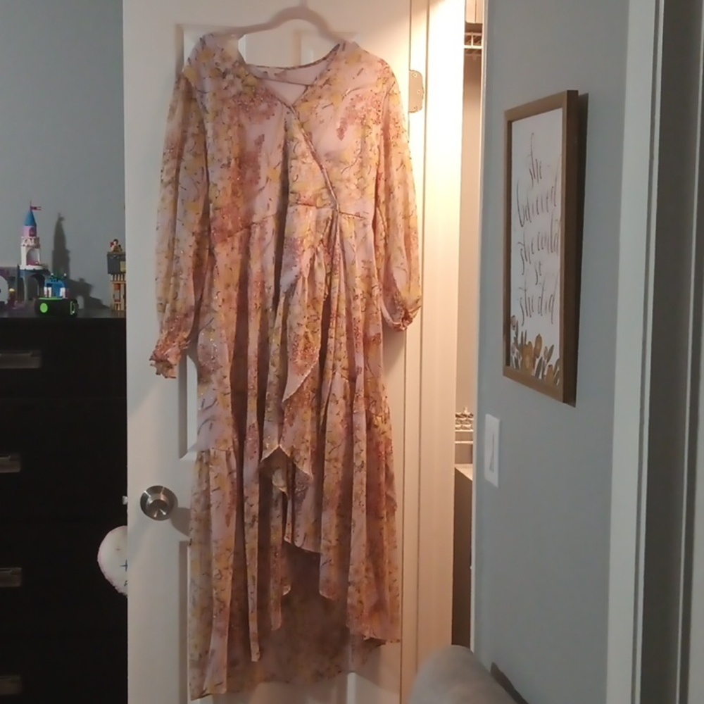 Long Lavender Wrap Dress